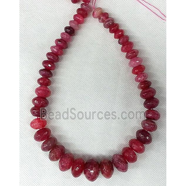 hotpink Agate rondelle beads Necklace Chain