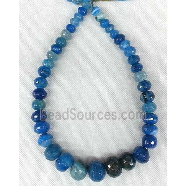 blue Agate rondelle beads Necklace Chain