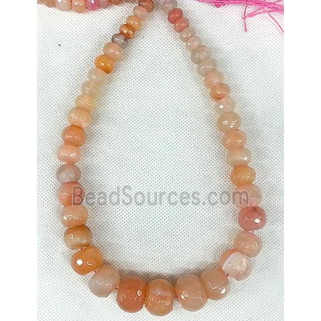 pink Agate rondelle beads Necklace Chain