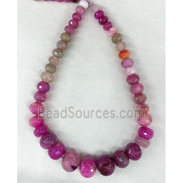 hotpink Agate rondelle beads Necklace Chain