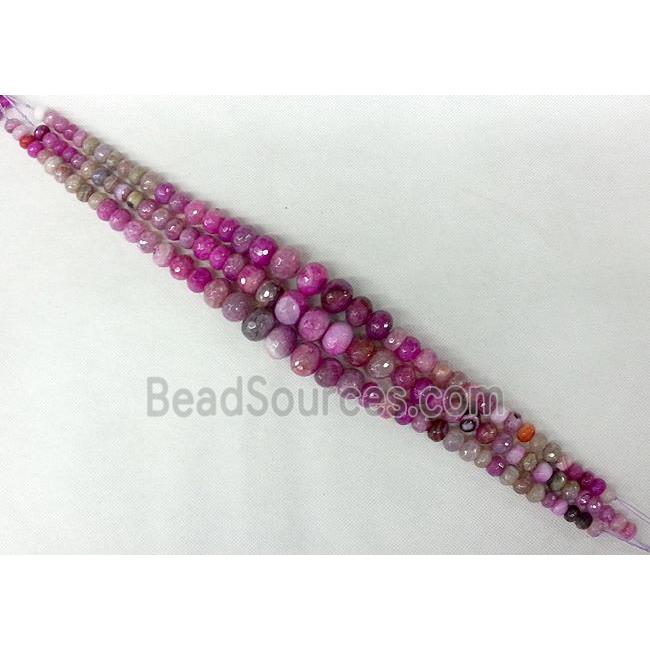 hotpink Agate rondelle beads Necklace Chain