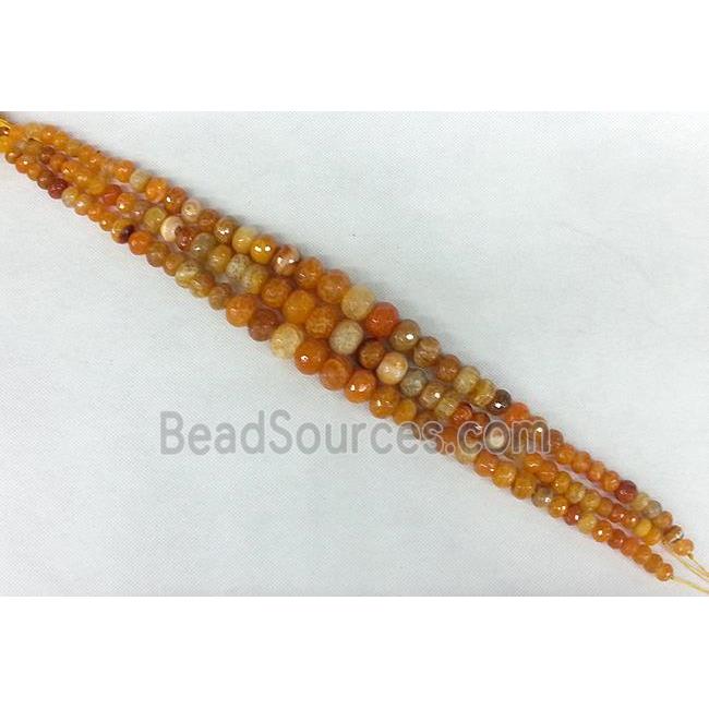 orange Agate stone beads chain necklace, faceted abacus