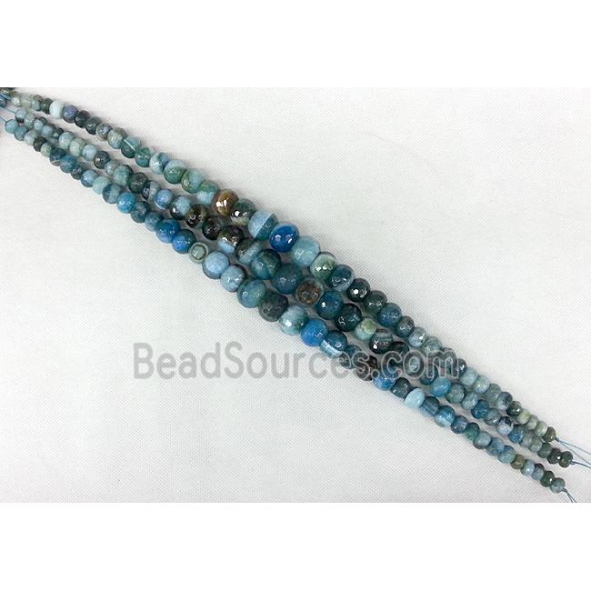 blue Agate beads Necklace Chain, faceted rondelle