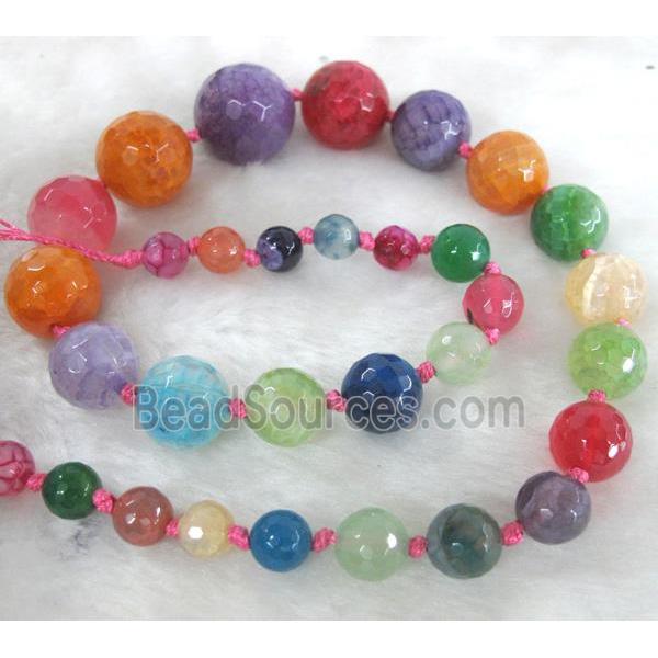 faceted round Agate beads Necklace Chain, mix color