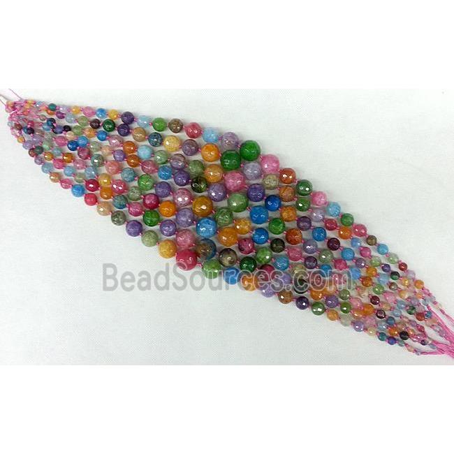 faceted round Agate beads Necklace Chain, mix color