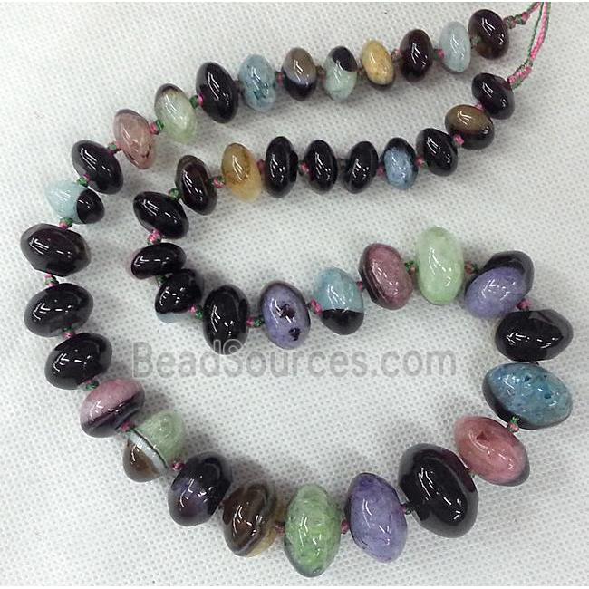 Druzy Agate rondelle beads Necklace Chain, mix color