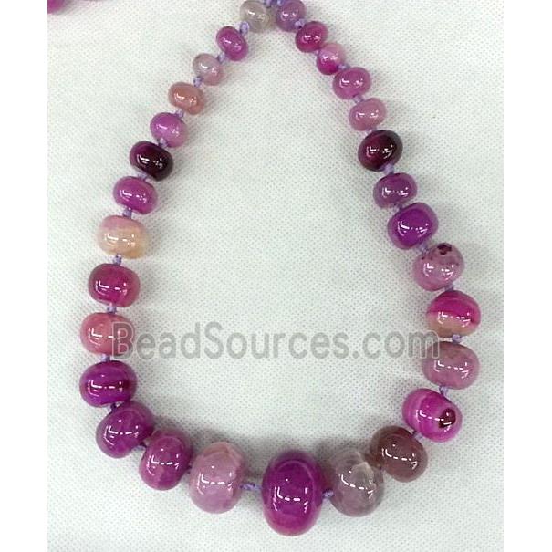 hotpink Agate rondelle beads necklace chain