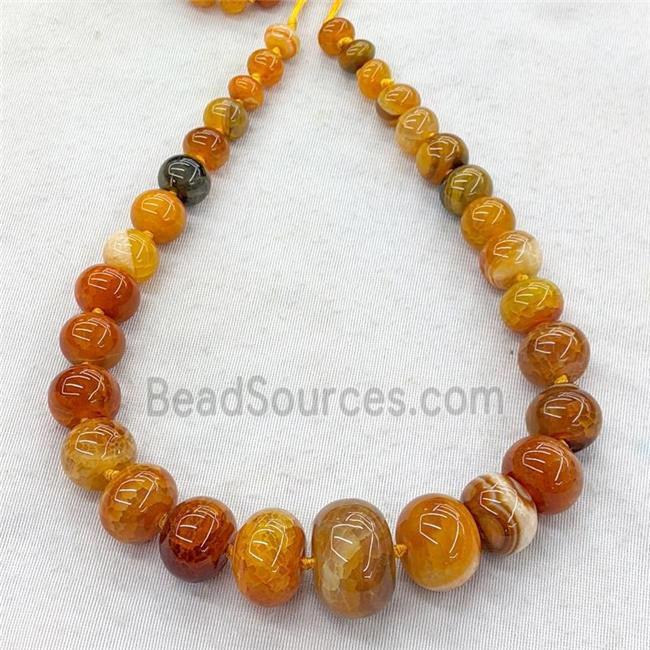 orange Agate graduated beads, rondelle, dye