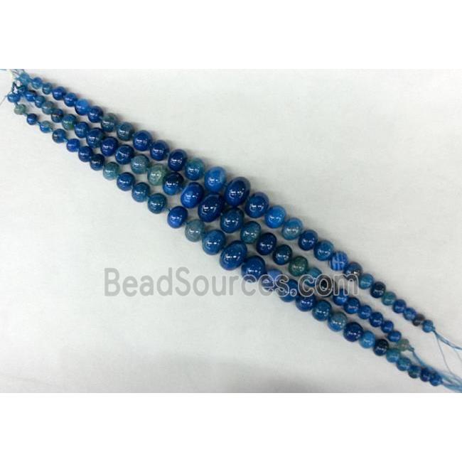 blue Agate graduated beads, rondelle, dye