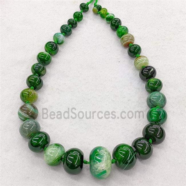 green Agate graduated beads, rondelle, dye