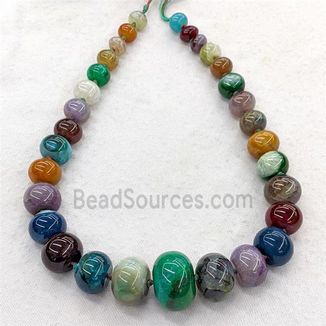 Agate graduated beads, rondelle, dye, multicolor