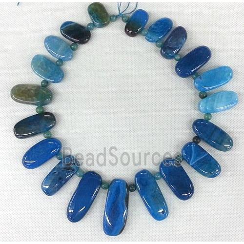 blue Agate stick beads Necklace Chain