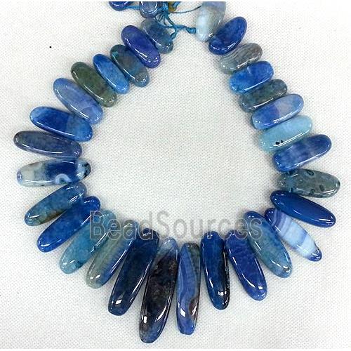 blue Agate stick beads Necklace Chain