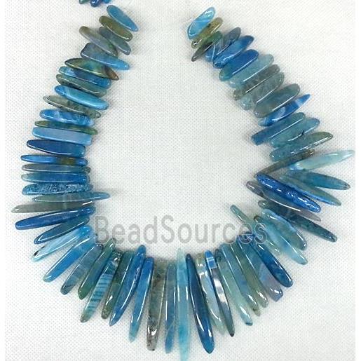 blue Agate stick beads Necklace Chain