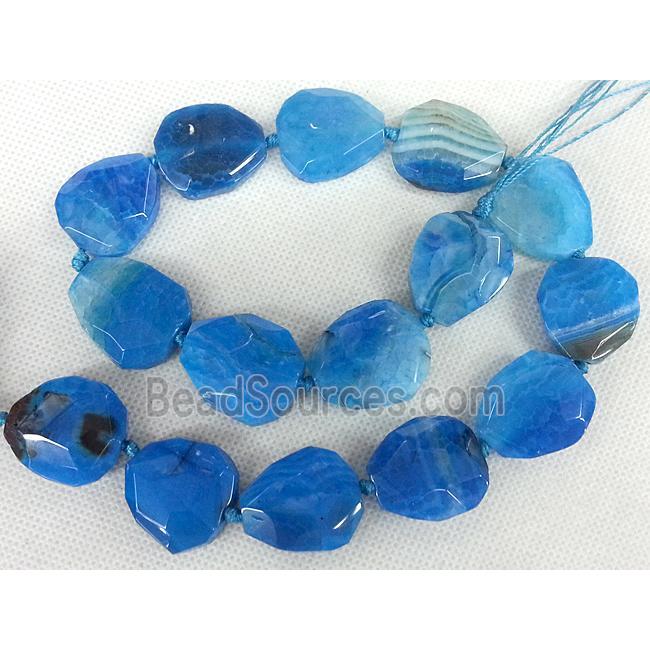 Agate Slice beads, freeform, blue