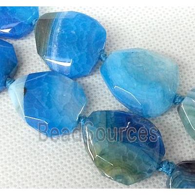 Agate Slice beads, freeform, blue