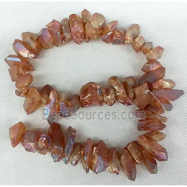 clear quartz beads, freeform chips, electroplated