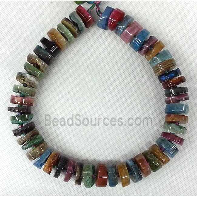 Agate heishi beads, multi color