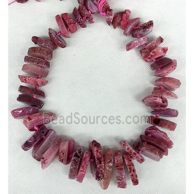 pink Rock Agate heishi beads chain necklace