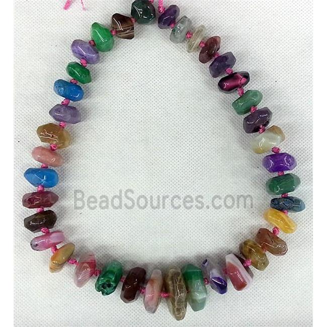 Agate bead chain necklace, heishi, mixed color