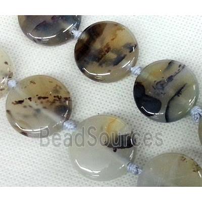 Agate stone beads, flat round