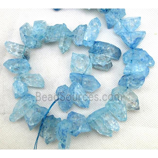 blue Crystal Quartz chip beads, dye