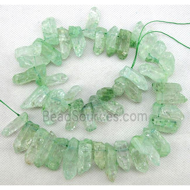 green Crystal Quartz chip beads, dye