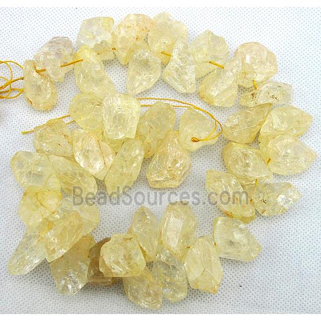 yellow Crystal Quartz chip beads, dye