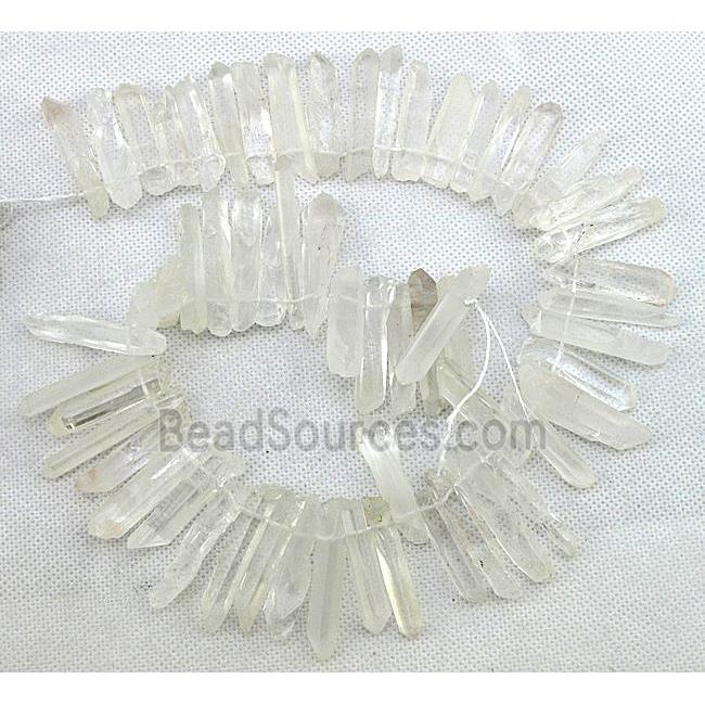 clear quartz stone bead for necklace, freeform