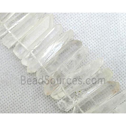 clear quartz stone bead for necklace, freeform