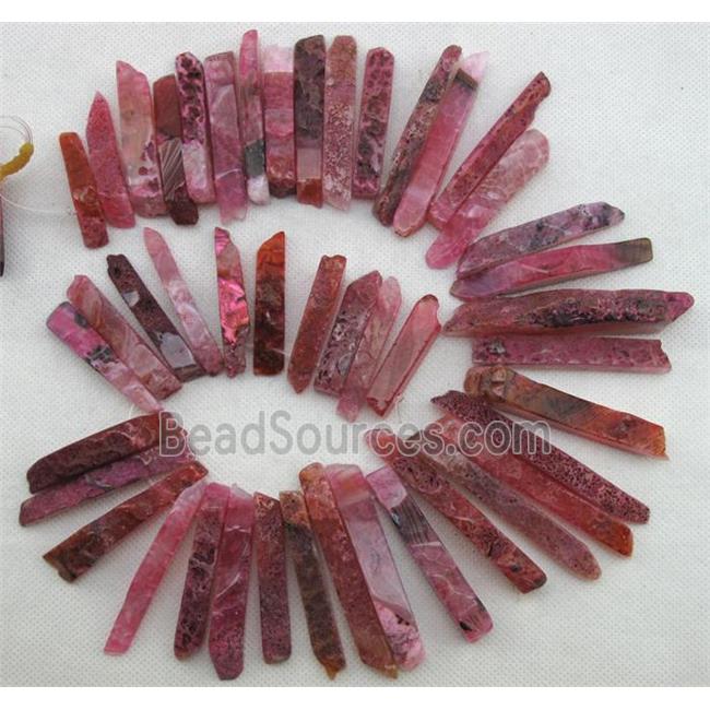 Natural rock agate bead, freeform, pink