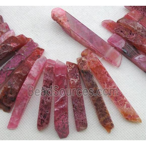 Natural rock agate bead, freeform, pink