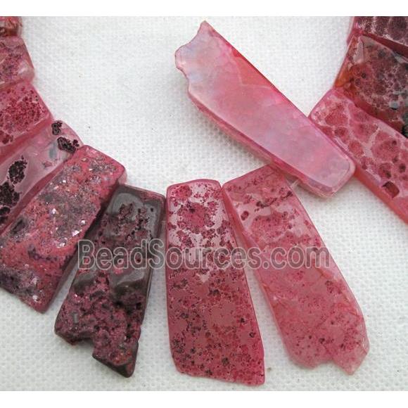 Natural rock agate beads, freeform, pink