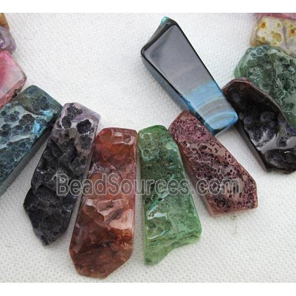 Natural rock agate beads, freeform, mixed color