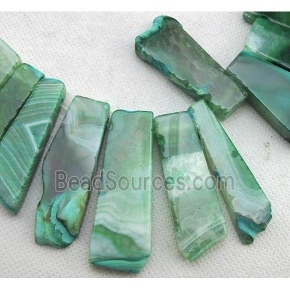 Natural rock agate bead, freeform, green