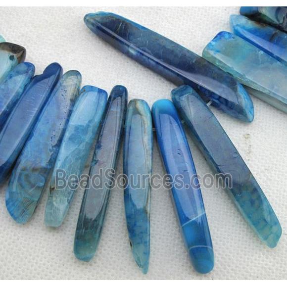 Natural agate bead, freeform, blue