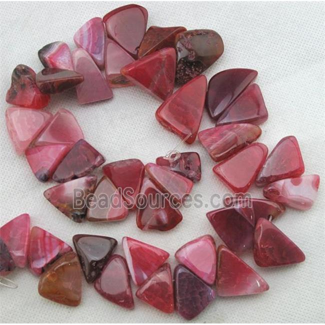 Natural agate bead, triangle, pink