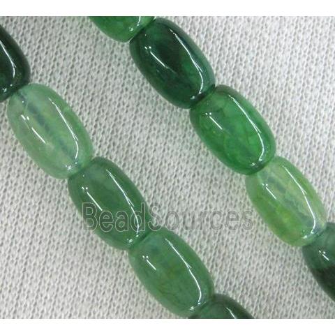 green Agate stone bead, barrel