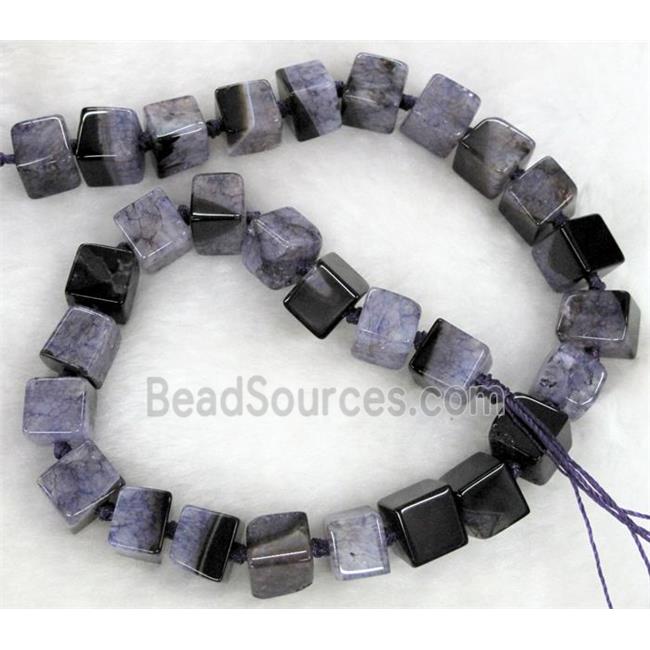 Agate Druzy beads, cube, purple