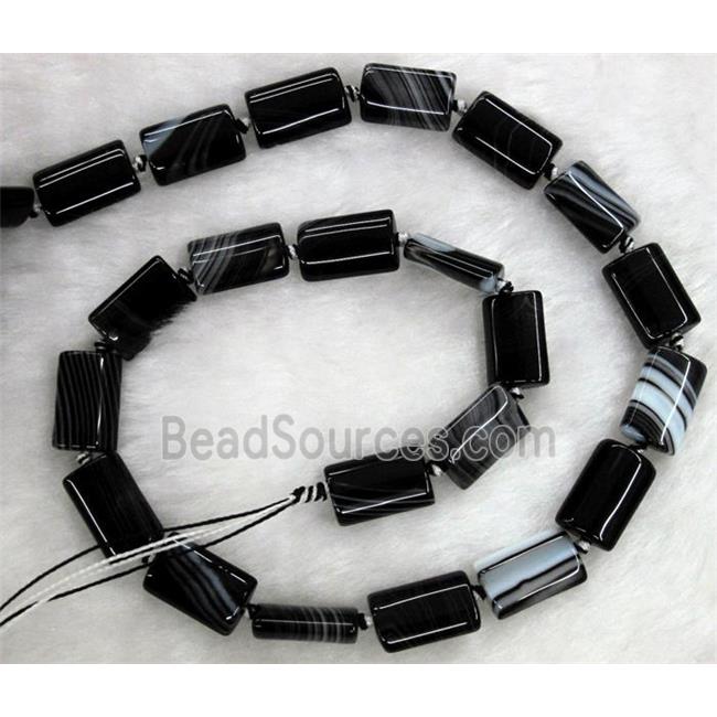 white black stripe agate stone bead, rectangle tube