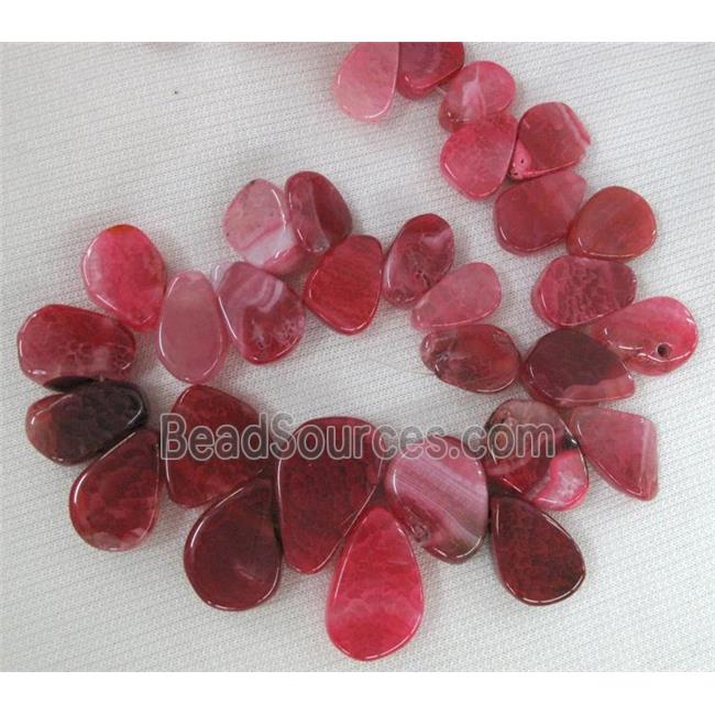 agate stone bead for necklace, teardrop, pink