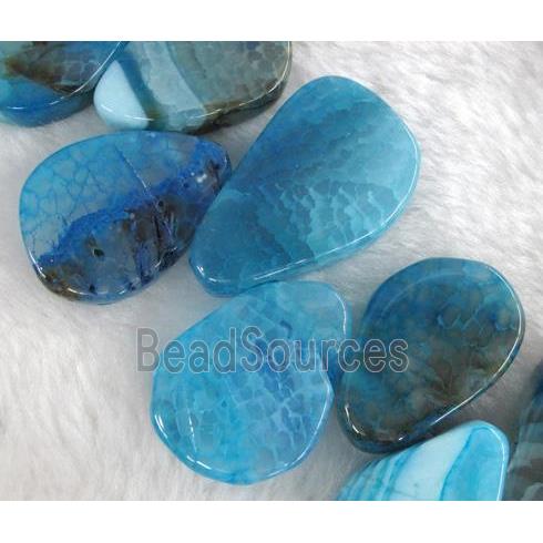 agate stone bead, teardrop, blue