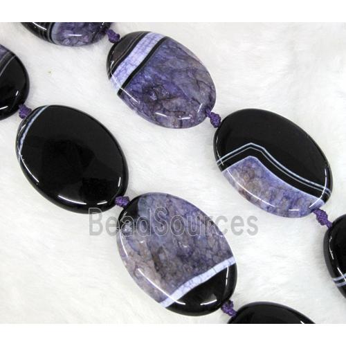 Agate Druzy beads, oval, purple