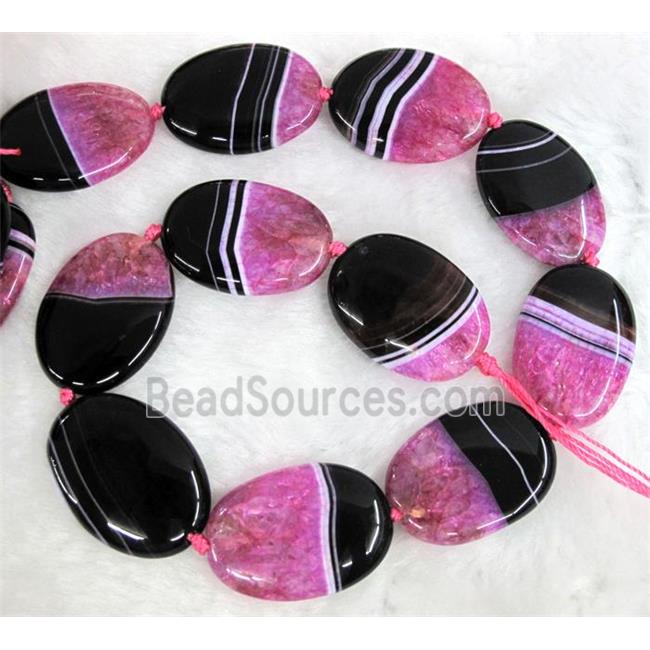 Agate Druzy beads, oval, hotpink