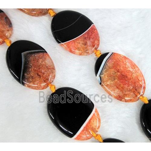 Agate Druzy beads, oval, orange