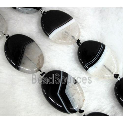 Agate Druzy beads, oval, white black