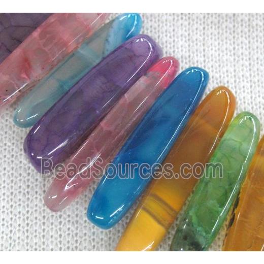 agate stone bead for necklace, stick, mixed color