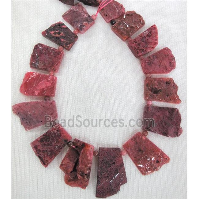 pink Rock Agate stone beads, trapeziform