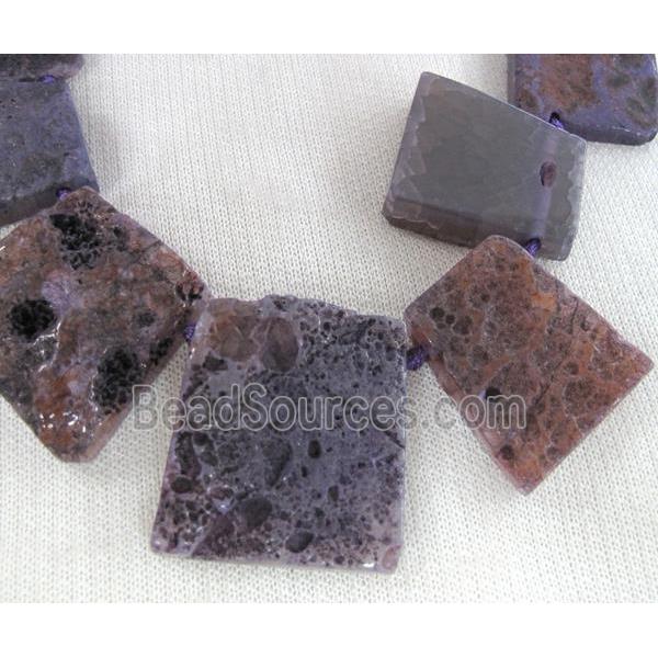 purple Rock Agate stone beads, trapeziform