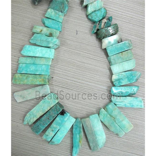 amazonite stick beads collar, green, top drilled